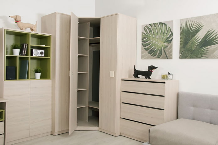modello angolare con ante a battente all'interno dell'ingresso