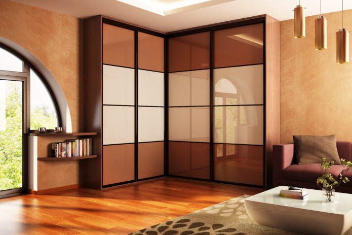 progetto di un armadio ad angolo all'interno dell'ingresso