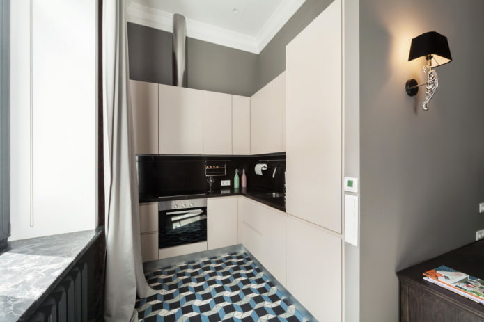 set d'angolo all'interno di una piccola cucina