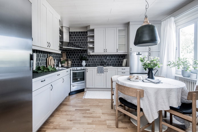 cucina ad angolo in stile scandinavo