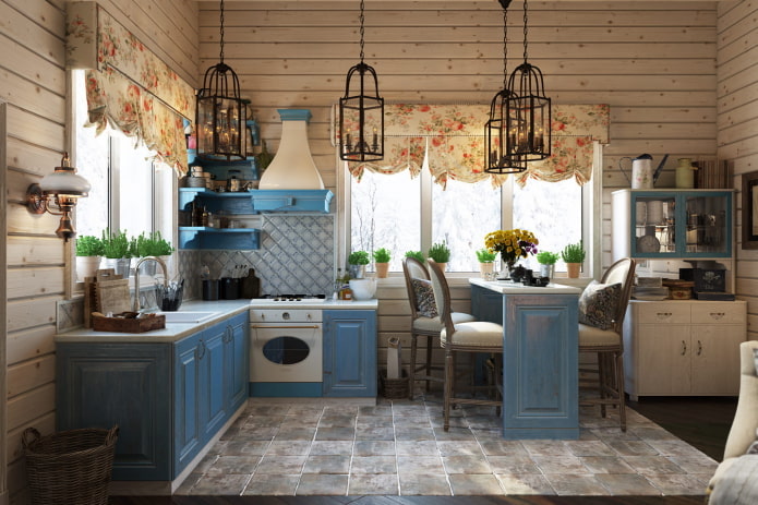 cucina ad angolo in stile provenzale