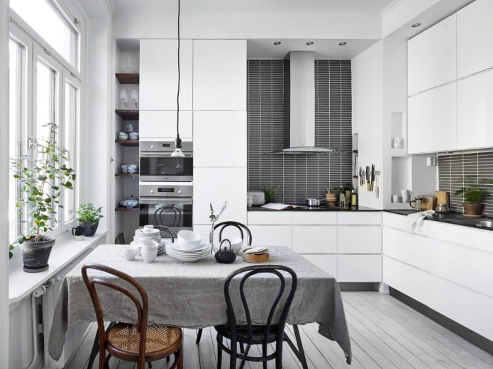 cucina ad angolo in stile scandinavo