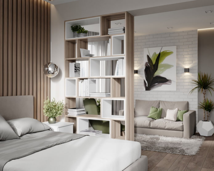 una mensola divisoria in camera da letto