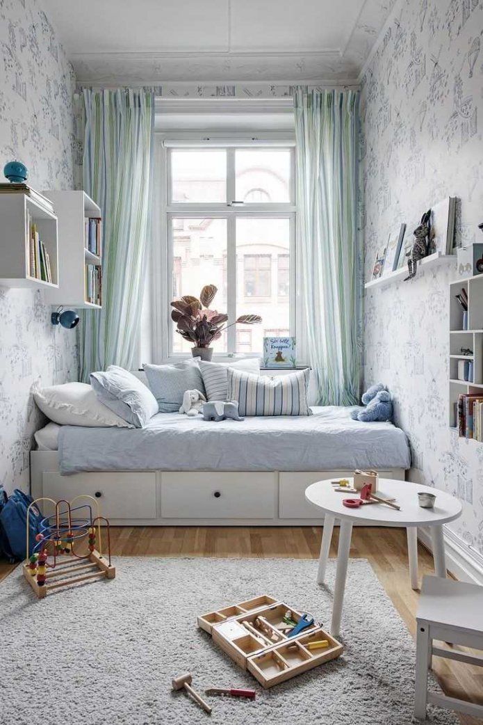 cameretta luminosa per bambini in toni freddi