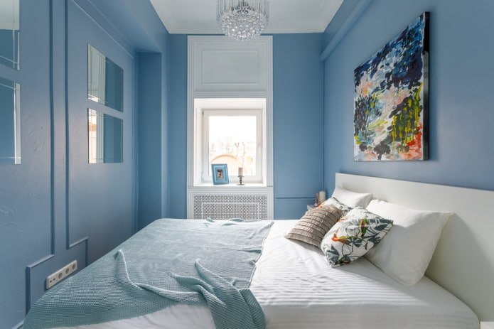 combinazione di colori di una camera da letto stretta
