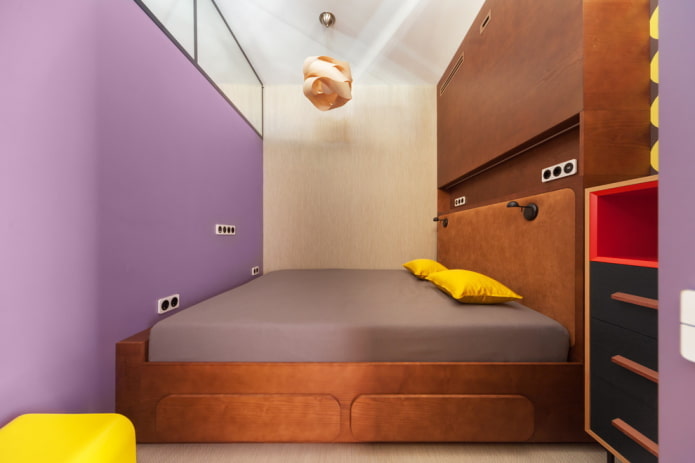 combinazione di colori di una camera da letto stretta