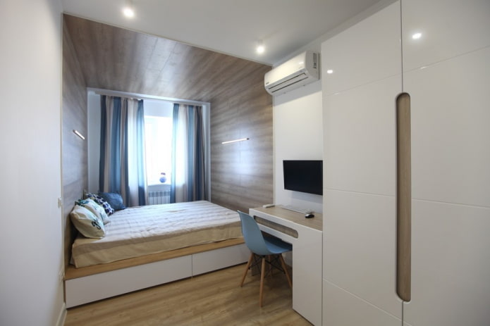 zonizzazione di una camera da letto in una Krusciovka