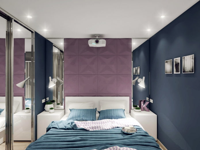 Schema dei colori degli interni della camera da letto in un edificio di Krusciov