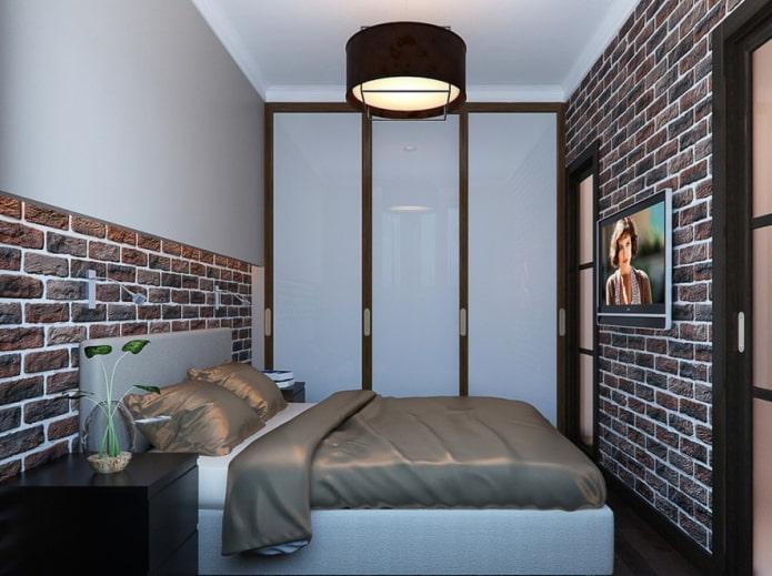 design della camera da letto in un edificio di Krusciov