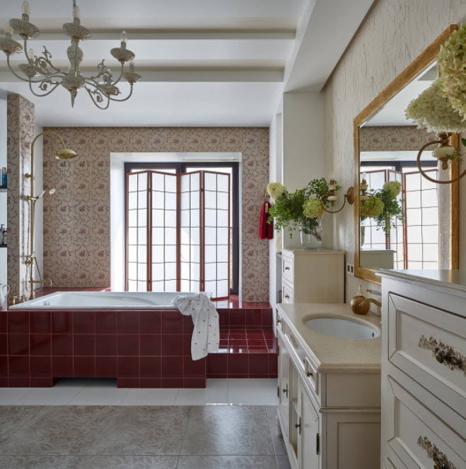 podio piastrellato per il bagno