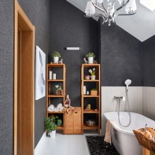 Progettazione del bagno in mansarda: caratteristiche delle finiture, colore, stile, scelta delle tende, 65 foto-0
