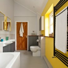 Progettazione del bagno in mansarda: caratteristiche delle finiture, colore, stile, scelta delle tende, 65 foto-6