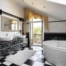 Progettazione del bagno in mansarda: caratteristiche delle finiture, colore, stile, scelta delle tende, 65 foto-11
