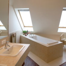 Progettazione del bagno in mansarda: caratteristiche delle finiture, colore, stile, scelta delle tende, 65 foto-9