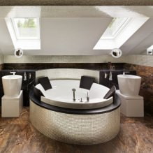 Progettazione del bagno in mansarda: caratteristiche delle finiture, colore, stile, scelta delle tende, 65 foto-1
