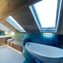 Progettazione del bagno in mansarda: caratteristiche delle finiture, colore, stile, scelta delle tende, 65 foto-8