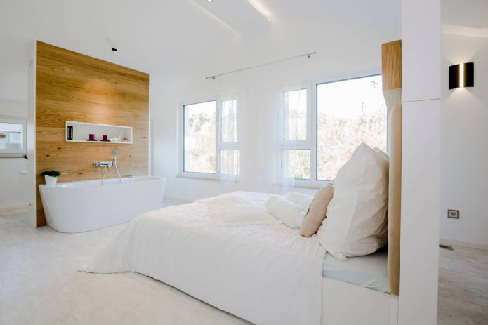 Bagno in una camera da letto minimalista