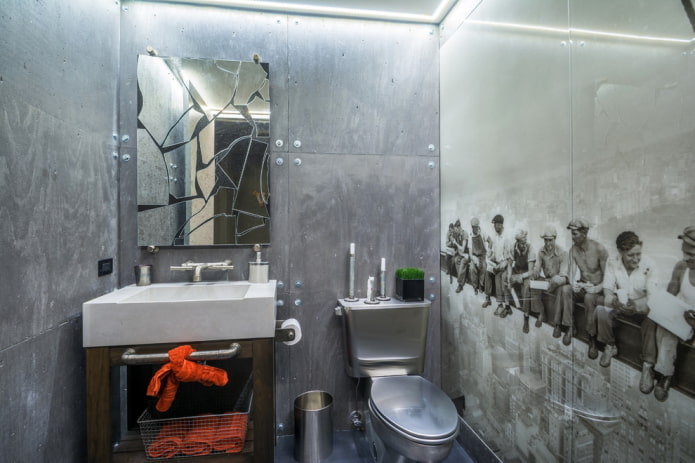 combinazione di colori di un bagno in stile loft