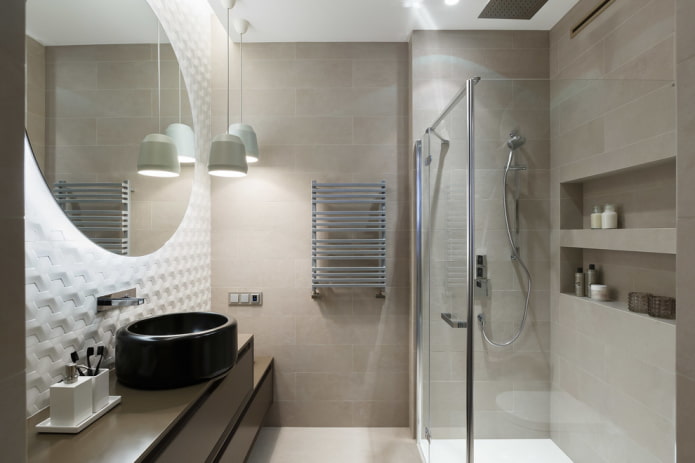 arredamento e illuminazione del bagno in stile minimalista