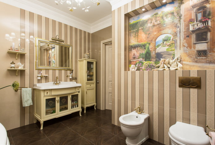Bagno nei toni naturali del marrone