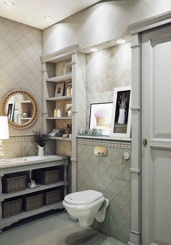 WC sospeso nel bagno in stile provenzale