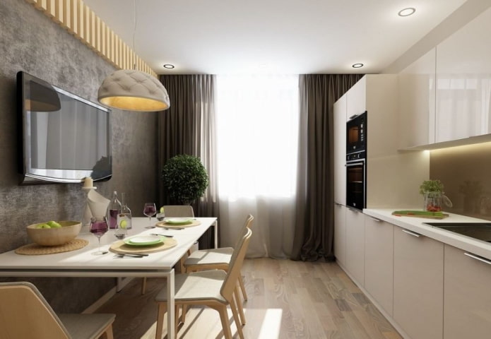 TV sopra il tavolo in cucina