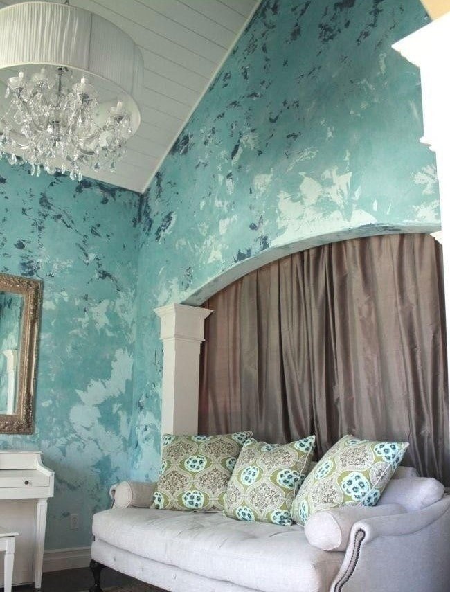 Intonaco decorativo veneziano color turchese