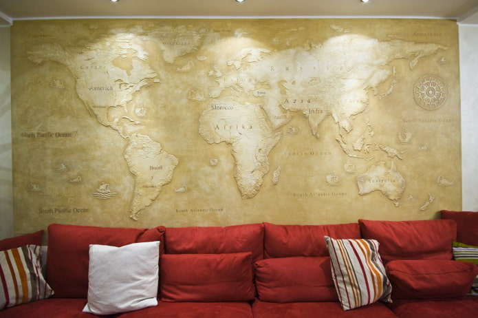 Stucco decorativo veneziano a forma di mappa del mondo
