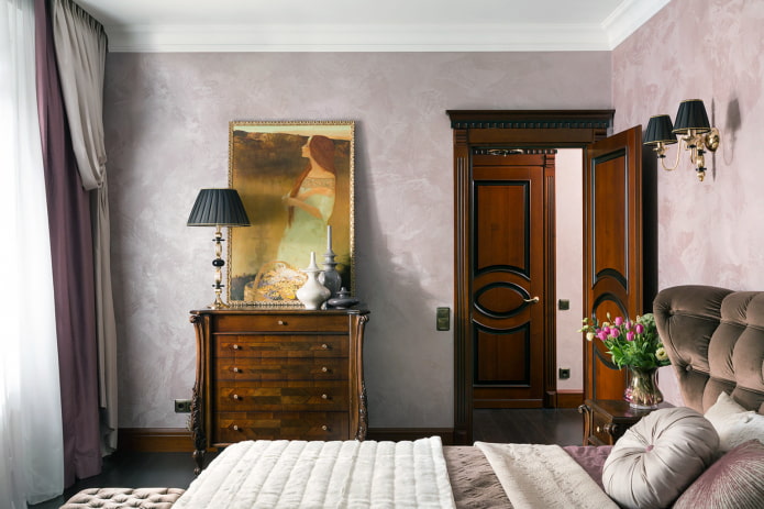 Stucco decorativo veneziano in camera da letto
