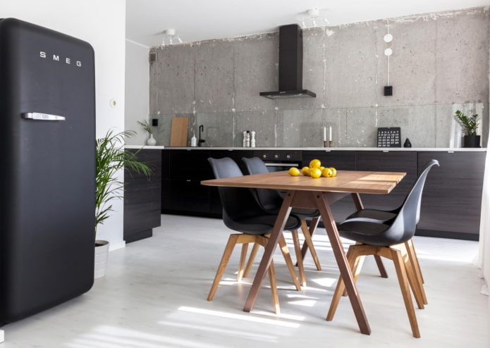 cucina in wengé in stile loft