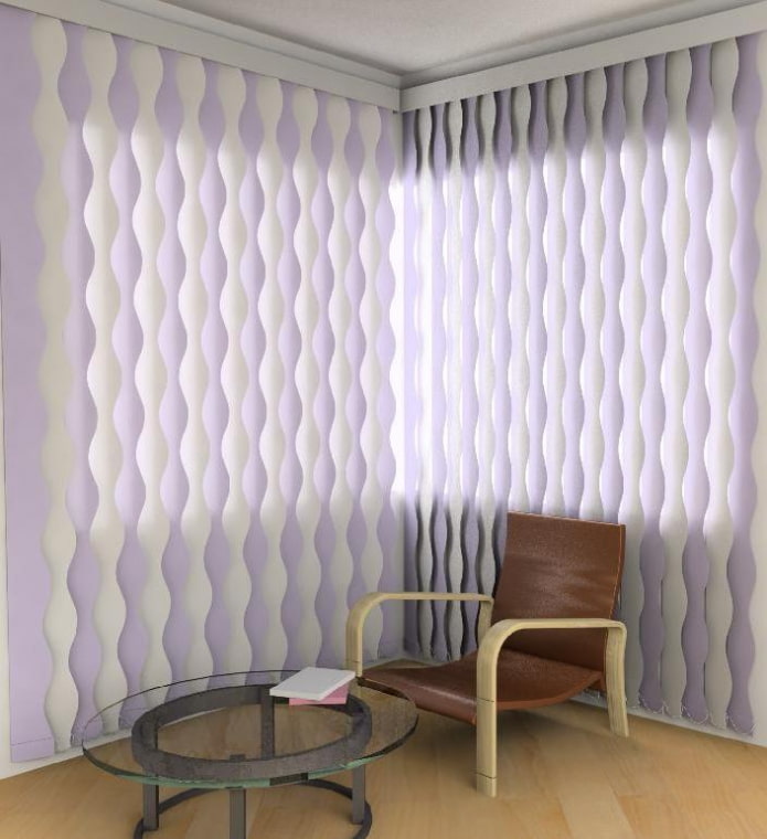 tende verticali arricciate all'interno