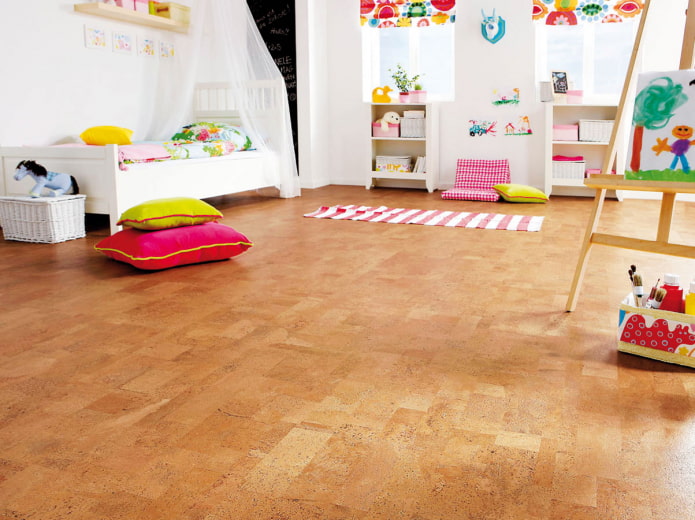 pavimento in sughero nella cameretta dei bambini