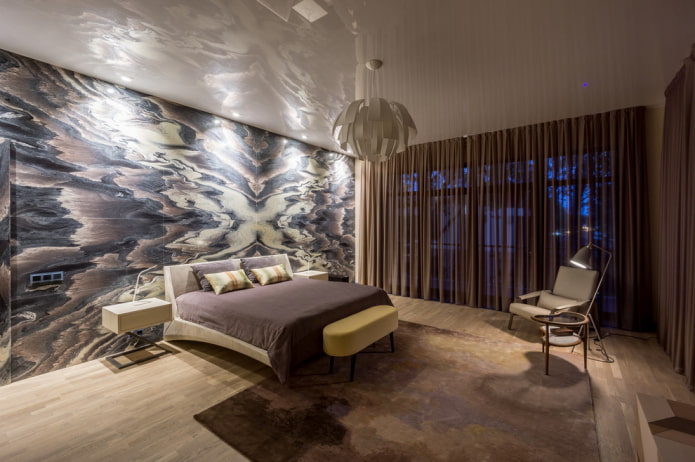 soffitto teso nell'interno della camera da letto
