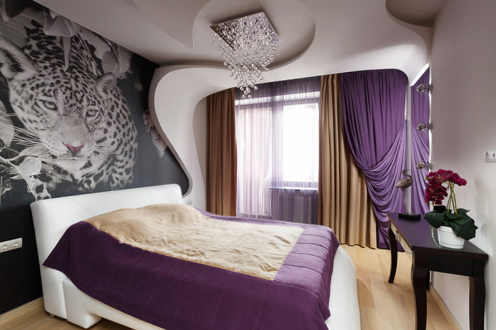 soffitto in cartongesso nell'interno della camera da letto