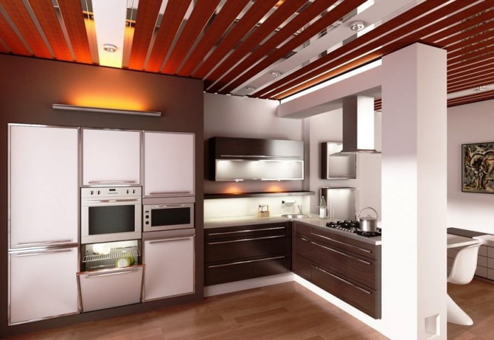 pannelli in alluminio sul soffitto della cucina