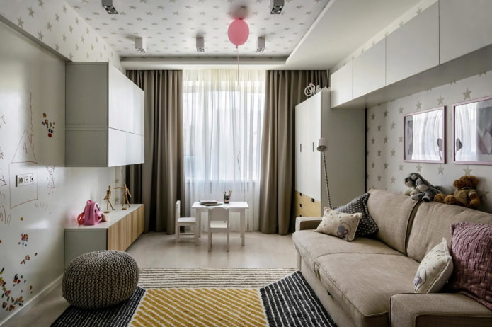 carta da parati sul soffitto all'interno della cameretta