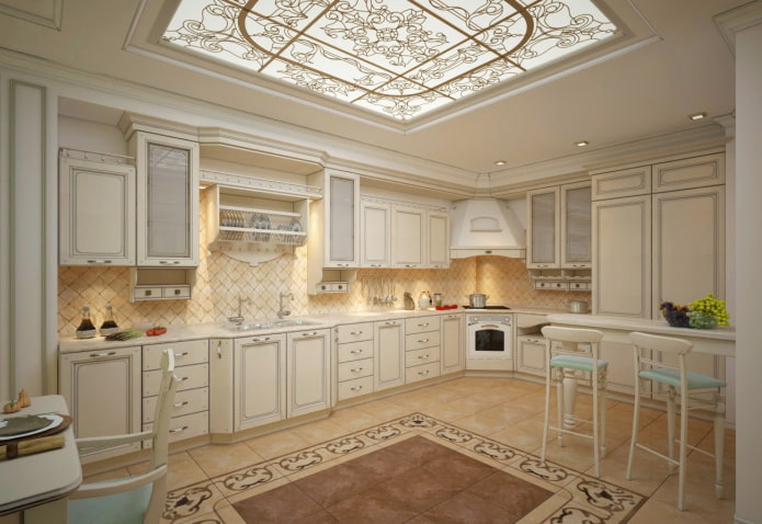 vetrate sul soffitto dell'interno della cucina