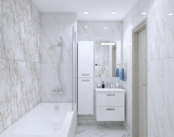 finitura bagno in marmo bianco