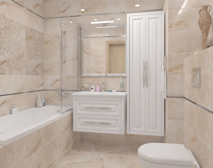 finitura bagno in marmo beige