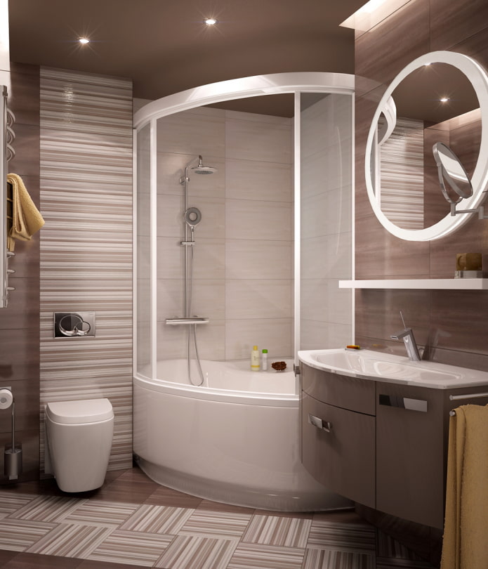 disposizione originale delle piastrelle in un piccolo bagno