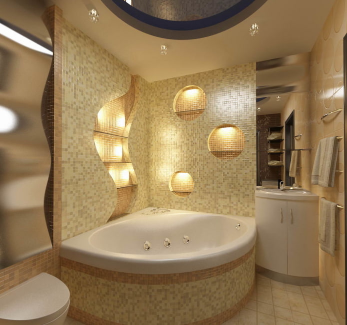 bella illuminazione in bagno
