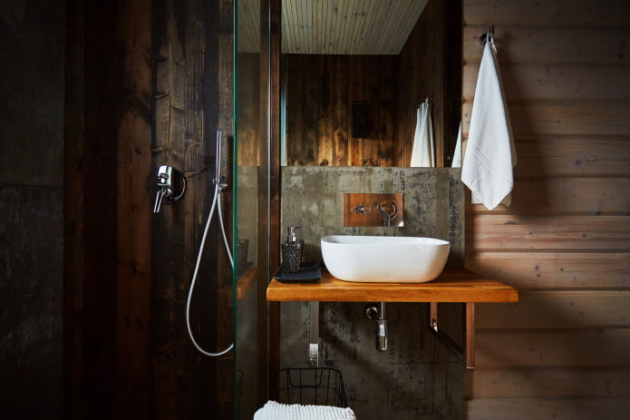 Legno nelle finiture del bagno