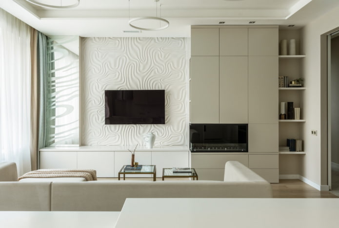 Design integrato con camino
