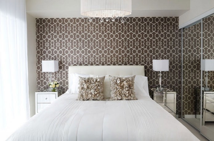 Carta da parati per l'interno della camera da letto: decorazione