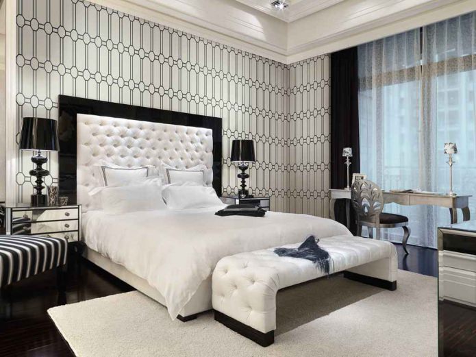Carta da parati per l'interno della camera da letto: decorazione
