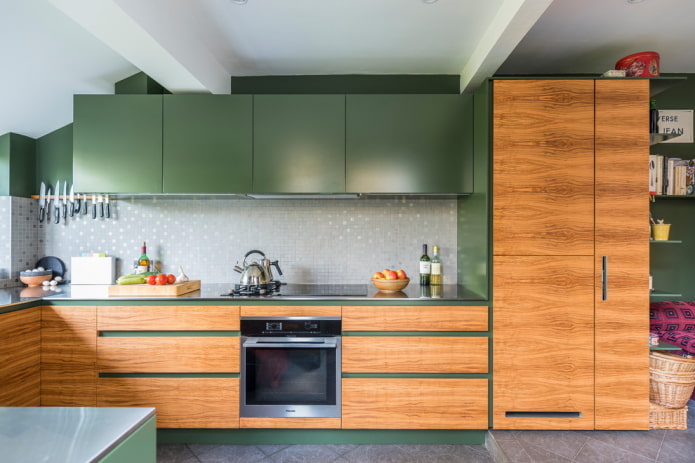 decorazione della cucina nei toni del verde