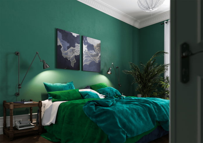 decorare la camera da letto nei toni del verde
