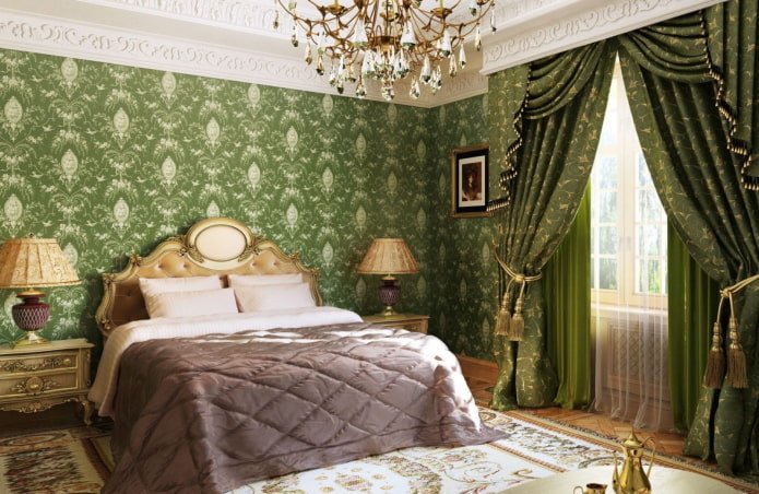 camera da letto verde in stile classico