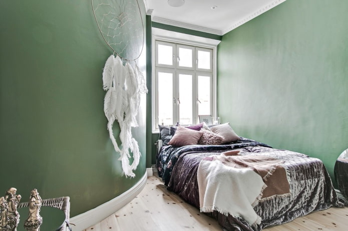 decorare la camera da letto nei toni del verde