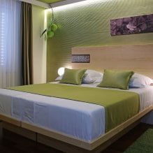 Camera da letto verde: tonalità, combinazioni, scelta delle finiture, mobili, tende, illuminazione-3
